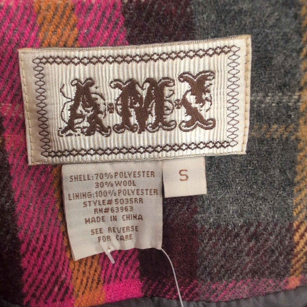 B Moss Company / AMI Women's Plaid Blazer Jacket Pink‎ Grey Wool Blend Size S - Picture 2 of 4